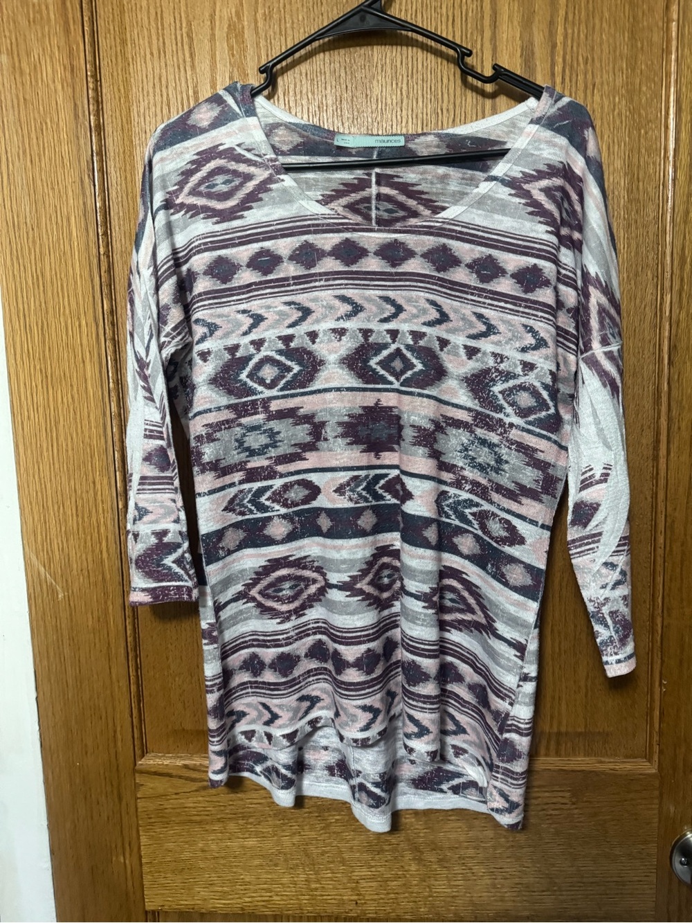 Maurices Women's Pink and Plum Aztec-Print Tunic